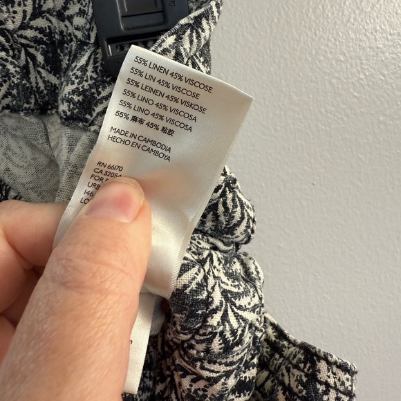 Anthropologie Rhys Linen Blend Joggers Black White Floral Print Sz Xs Boho NWOT - Picture 7 of 11